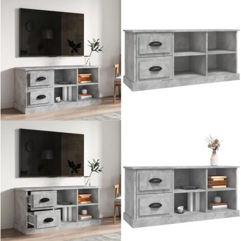Mobile TV Grigio Cemento 102x35,5x47,5 cm in Legno Multistrato - Mobile da soggiorno - Mobile in legno