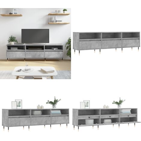 Mobile TV Grigio Cemento 150x30x44,5 cm Legno Multistrato - Mobile da salotto - Mobile da camera