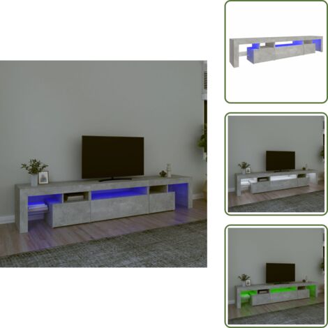 Mobile TV grigio cemento - vidaXL Mobile Porta TV con Luci LED Grigio Cemento 215x36,5x40 cm - Mobile TV moderno