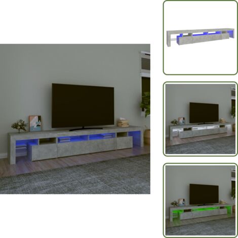 Mobile TV grigio cemento - vidaXL Mobile Porta TV con Luci LED Grigio Cemento 260x36,5x40 cm - Mobile TV moderno