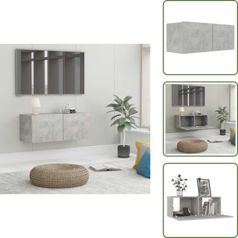 Mobile TV Grigio Cemento - vidaXL Mobile Porta TV Grigio Cemento 80x30x30 cm in Legno Multistrato - Armadietto in Legno