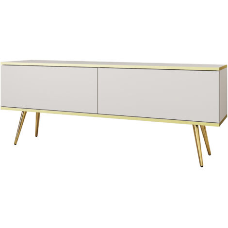 Mobile TV, Grigio, gambe nere, 135 x 30 x 52 cm, apertura push-to-open