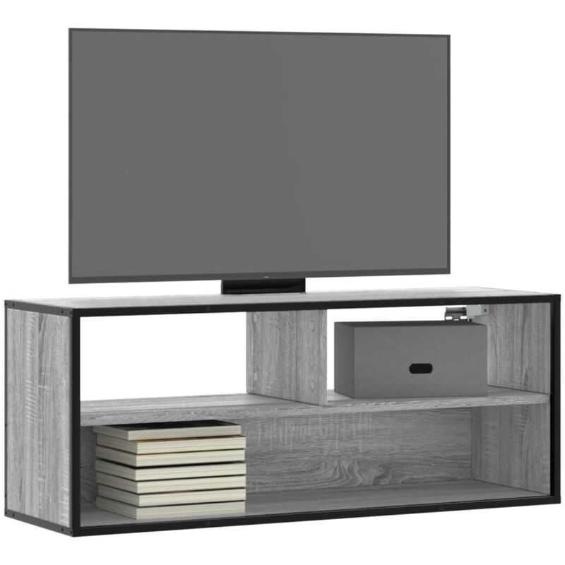 Mobile TV Grigio Sonoma 100x31x39,5cm Legno Multistrato Metallo