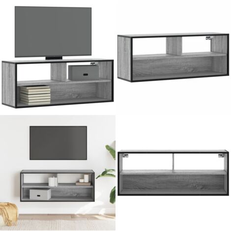 Mobile TV Grigio Sonoma 100x31x39,5cm Legno Multistrato Metallo - Mobile TV - TV in legno