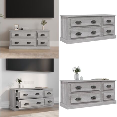 Mobile TV Grigio Sonoma 100x35,5x45 cm in Legno Multistrato - Mobile TV con cassetti - TV in legno multistrato
