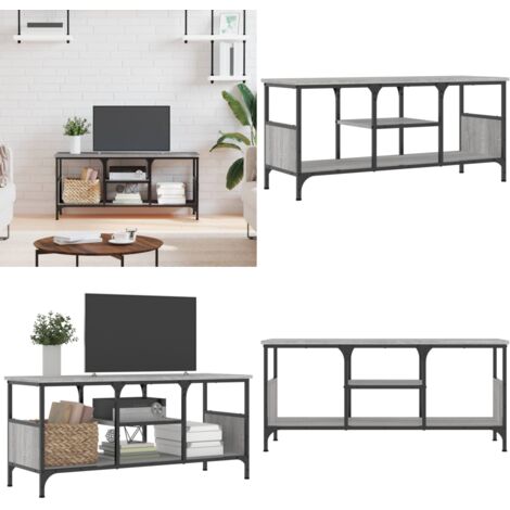 Mobile TV Grigio Sonoma 100x35x45 cm Legno Multistrato e Ferro - Mobile da interno - Mobile in legno