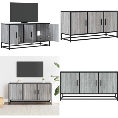 Mobile TV Grigio Sonoma 100x35x50 cm Legno Multistrato Metallo - TV in legno - Mobile TV grigio