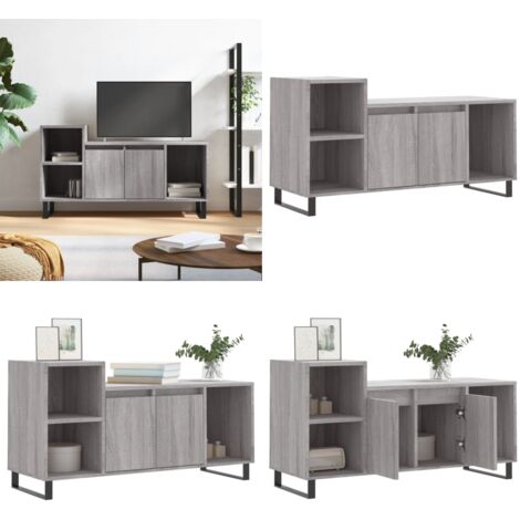 Mobile TV Grigio Sonoma 100x35x55 cm in Legno Multistrato - Mobile TV - Mobile TV in legno multistrato