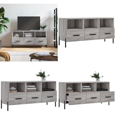 Mobile TV Grigio Sonoma 102x36x50 cm in Legno Multistrato - Mobile TV grigio - Mobile TV con cassetti