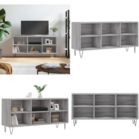 Mobile TV Grigio Sonoma 103,5x30x50 cm in Legno Multistrato - Mobile con ripiani - Mobile da salotto