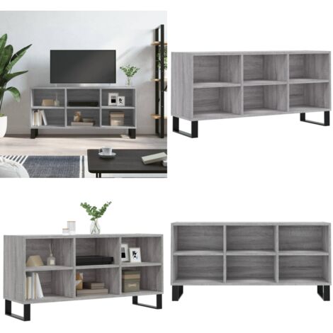 Mobile TV Grigio Sonoma 103,5x30x50 cm in Legno Multistrato - Mobile con ripiani - Mobile da salotto