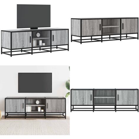 Mobile TV Grigio Sonoma 120x35x41cm Legno Multistrato e Metallo - Mobile da salotto - Mobile da camera