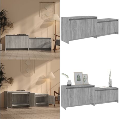 Mobile TV Grigio Sonoma 146,5x35x50 cm in Truciolato - Armadio stereo - Credenza bassa