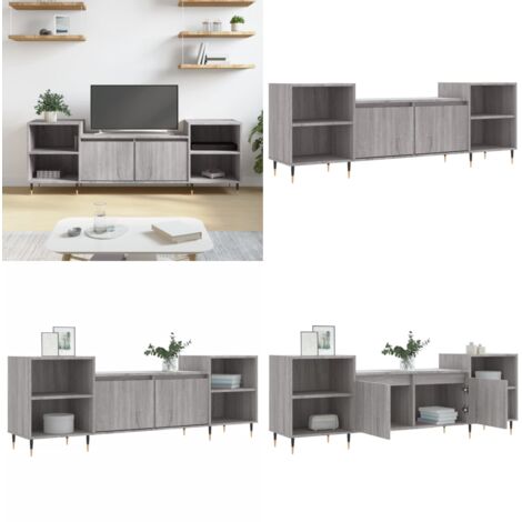 Mobile TV Grigio Sonoma 160x35x55 cm in Legno Multistrato - Mobile TV grigio - Mobile TV con scomparti