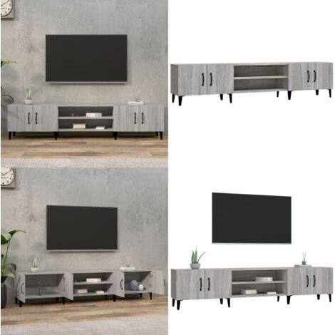 Mobile TV Grigio Sonoma 180x31,5x40 cm in Legno Multistrato - Mobile da soggiorno - Mobile con ante