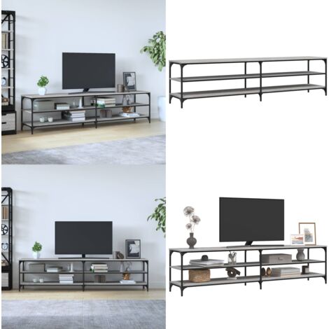 Mobile TV Grigio Sonoma 200x30x50cm Legno Multistrato e Metallo - Mobile TV - TV in legno