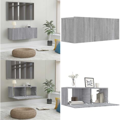 Mobile TV Grigio Sonoma 80x30x30 cm Legno Multistrato - Mobile da parete - Mobile in legno