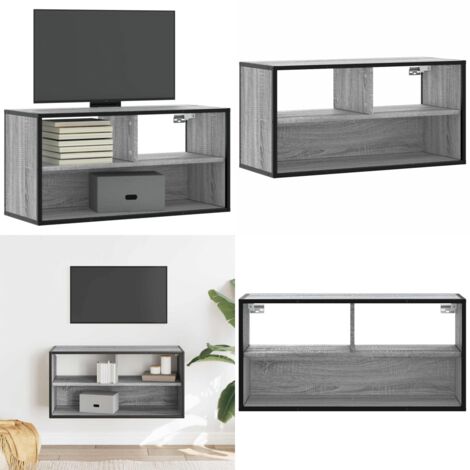Mobile TV Grigio Sonoma 80x31x39,5 cm Legno Multistrato Metallo - Mobile da parete - TV in legno