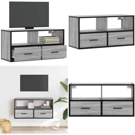 Mobile TV Grigio Sonoma 80x31x39,5 cm Legno Multistrato Metallo - Mobile da parete - TV in legno