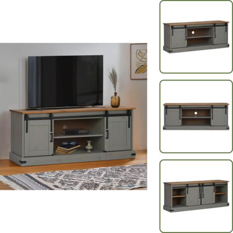 Mobile TV grigio - vidaXL Mobile Porta TV HALDEN 2 Ante Scorrevoli Grigio 150x40x60 cm - Mobile TV con ripiano