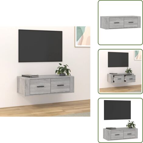 Mobile TV grigio - vidaXL Mobile TV Pensile Grigio Sonoma 80x36x25cm in Legno Multistrato - Mobile TV in legno multistrato
