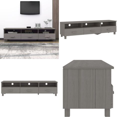 Mobile TV HAMAR Grigio Chiaro 158x40x40 cm in Legno di Pino - Armadio TV - Armadio in legno