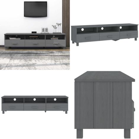 Mobile TV HAMAR Grigio Scuro 158x40x40 cm in Legno di Pino - Armadio TV - Armadio in legno