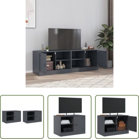 Mobile TV in acciaio -  Mobili TV 2 pz Antracite 67x39x44 cm in Acciaio