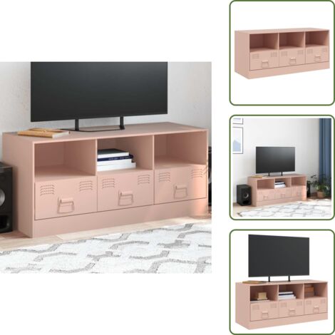 Mobile TV in Acciaio - vidaXL Mobile Porta TV Rosa 99x39x44 cm in Acciaio - Mobile TV con Cassetti