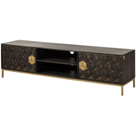 mobile TV in legno di Mango 190x45x50 grigio scuro oliato DIAMOND 105