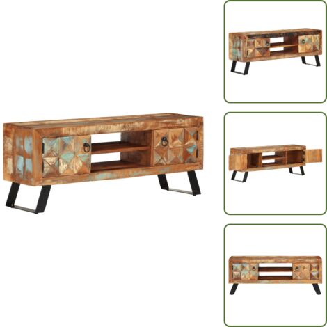Mobile TV in legno di recupero - vidaXL Mobile Porta TV 112x30x45 cm in Legno Massello di Recupero -