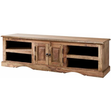 mobile TV in legno di Sheesham / palissandro 150x45x45 grigio scuro oliato LEEDS 48