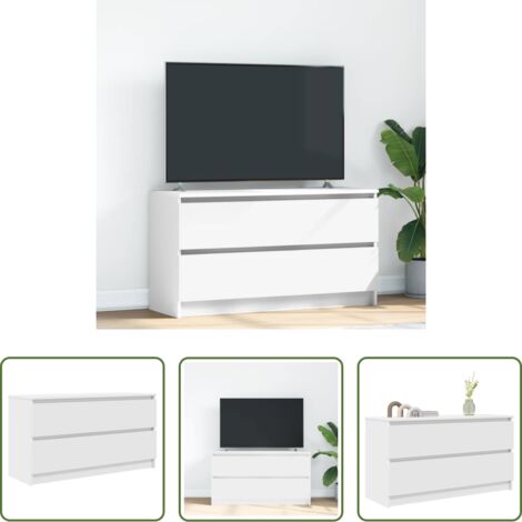 Mobile TV in legno -  Mobile Porta TV Bianco 100x35x54 cm in Legno Multistrato