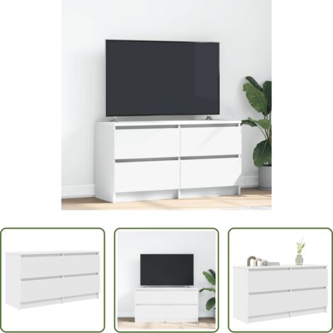 Mobile TV in legno -  Mobile Porta TV Bianco 100x35x54 cm in Legno Multistrato