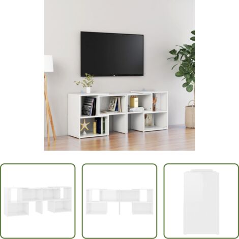 Mobile TV in legno -  Mobile Porta TV Bianco Lucido 104x30x52 cm in Legno Multistrato