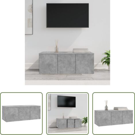 Mobile TV in legno -  Mobile Porta TV Grigio Cemento 80x34x30 cm Legno Multistrato