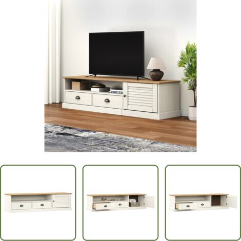 Mobile TV in legno -  Mobile Porta TV VIGO Bianco 156x40x40 cm Legno Massello di Pino