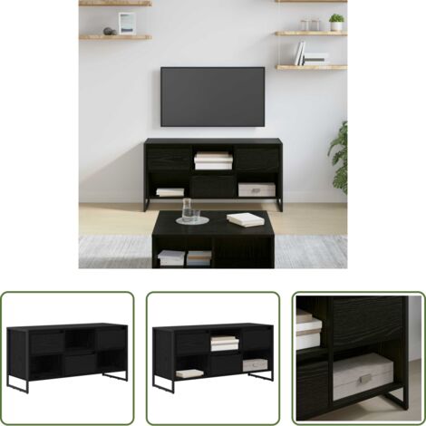 Mobile TV in legno -  Mobile TV Rovere Nero 100 x 36 x 49,5 cm Legno multistrato