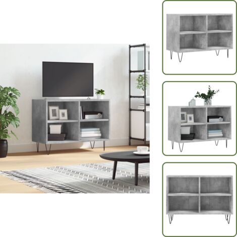Mobile TV in Legno Multistrato - vidaXL Mobile Porta TV Grigio Cemento 69,5x30x50 cm Legno Multistrato - Mobile TV con Gambe in Ferro