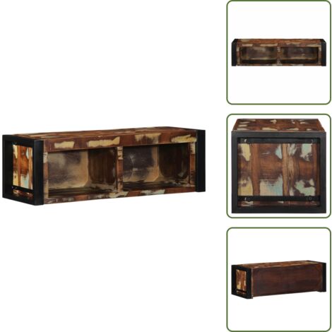 Mobile TV in legno riciclato - vidaXL Mobile Porta TV Multicolore 80x30x25 cm Legno Massello Recupero - Mobile TV con spazio per oggetti