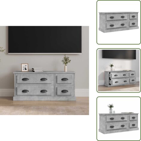 Mobile TV in Legno - vidaXL Mobile Porta TV Grigio Cemento 100x35,5x45cm Legno Multistrato - Mobile TV con Cassetti