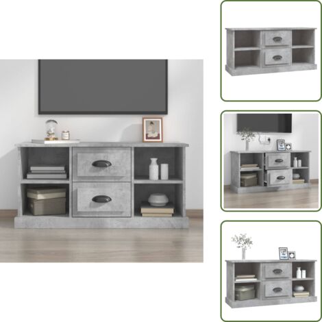 Mobile TV in Legno - vidaXL Mobile Porta TV Grigio Cemento 99,5x35,5x48cm Legno Multistrato - Mobile TV con Cassetti
