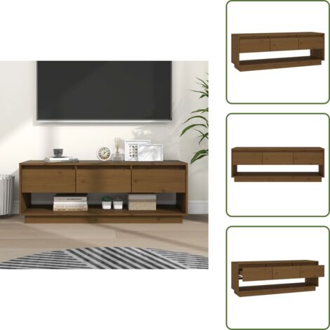 Mobile TV in pino - vidaXL Mobile Porta TV Ambrato 110,5x34x40cm in Legno Massello di Pino -