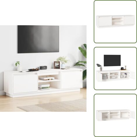 Mobile TV in pino - vidaXL Mobile Porta TV Bianco 140x35x40 cm in Legno Massello di Pino -