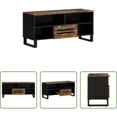 Mobile TV Industriale -  Mobile Porta TV 100x34x46 cm in Legno Massello di Acacia