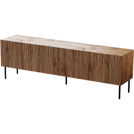 Mobile TV JUNGLE 190cm 4D pannello MDF frontale fresato quattro ante rovere wotan