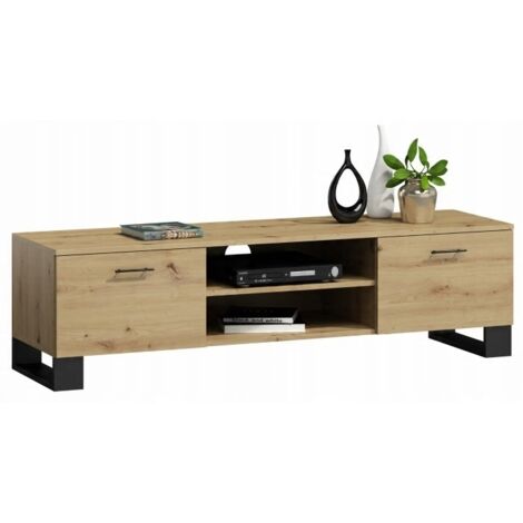 Mobile TV Klara 120 in rovere artigianale per il soggiorno, mensola TV MK