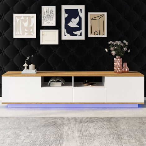 Mobile TV LED, Mobile TV Mobile TV Pannello TV Tavolo TV industriale Mobile TV moderno Mobili TV da 80 pollici Mobili TV, bianco OKWISH
