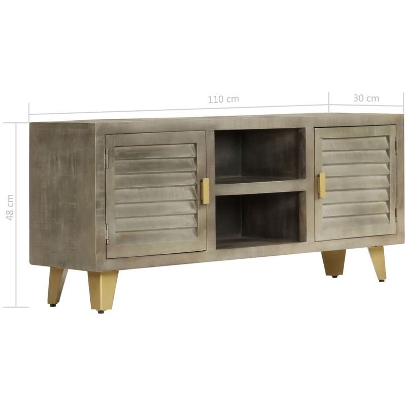 Mobile Tv In Legno Massello.Mobile Tv Legno Massello Di Mango Grigio E Ottone 110x30x48cm 246681it