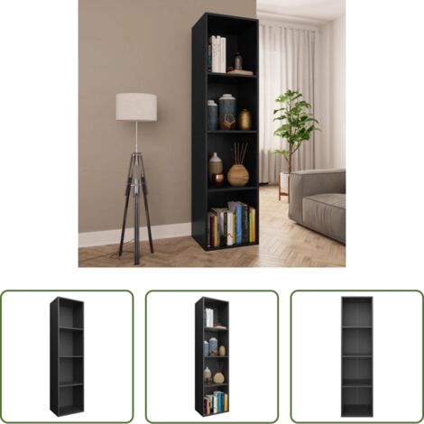 Mobile tv -  Libreria/Mobile TV Nero 36x30x143 cm in Legno Multistrato